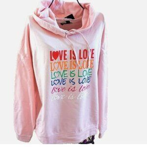 NWT Feeling Proud “Love Is Love” Cotton Lightweight Hoodie Sweatshirt LGBTQ sz L